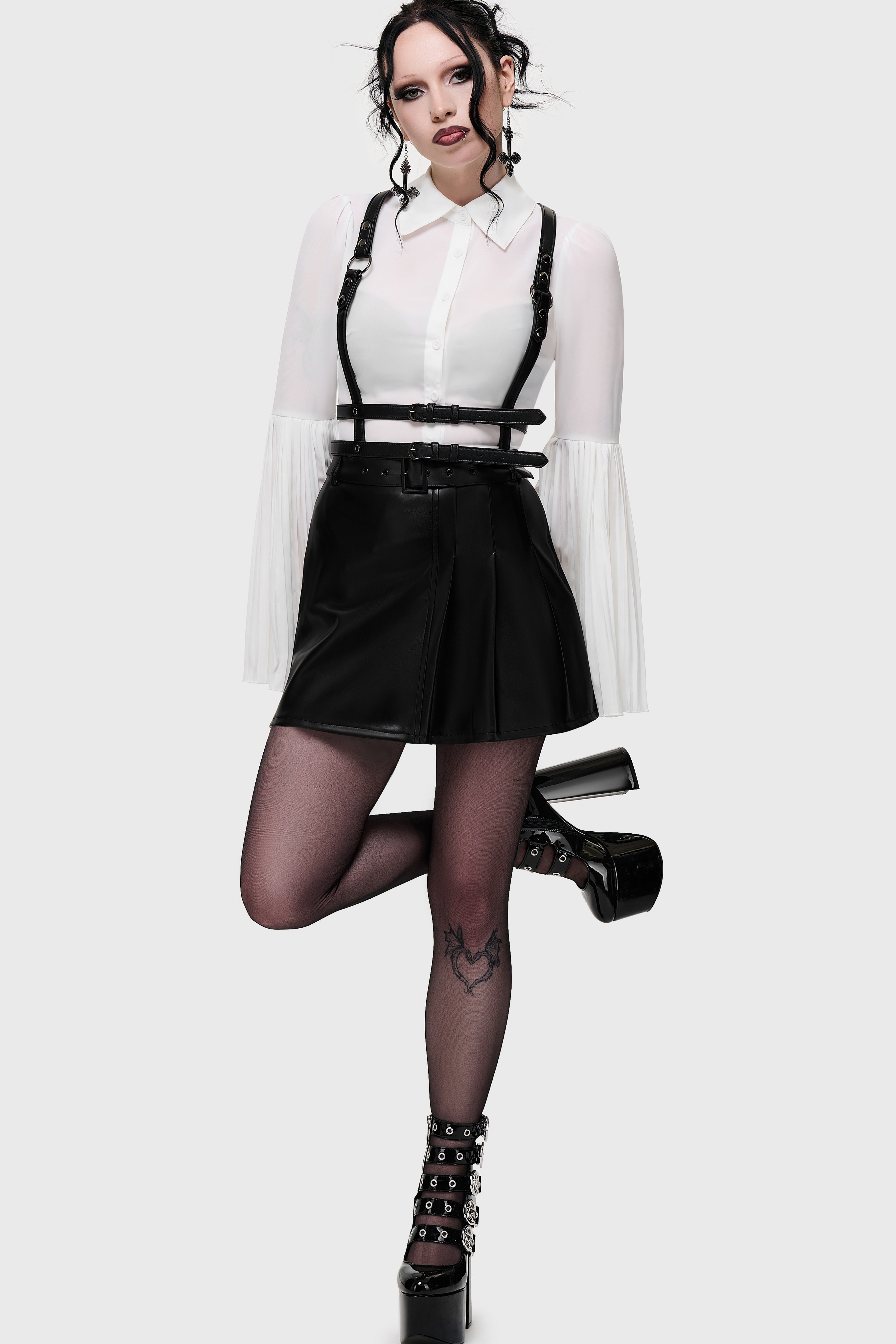 Noir Half Pleat Mini Skirt ‐ KILLSTAR