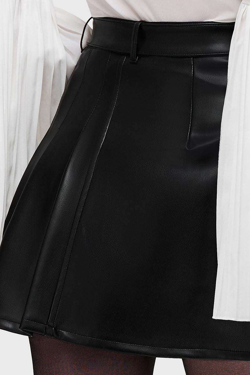 Noir Half Pleat Mini Skirt