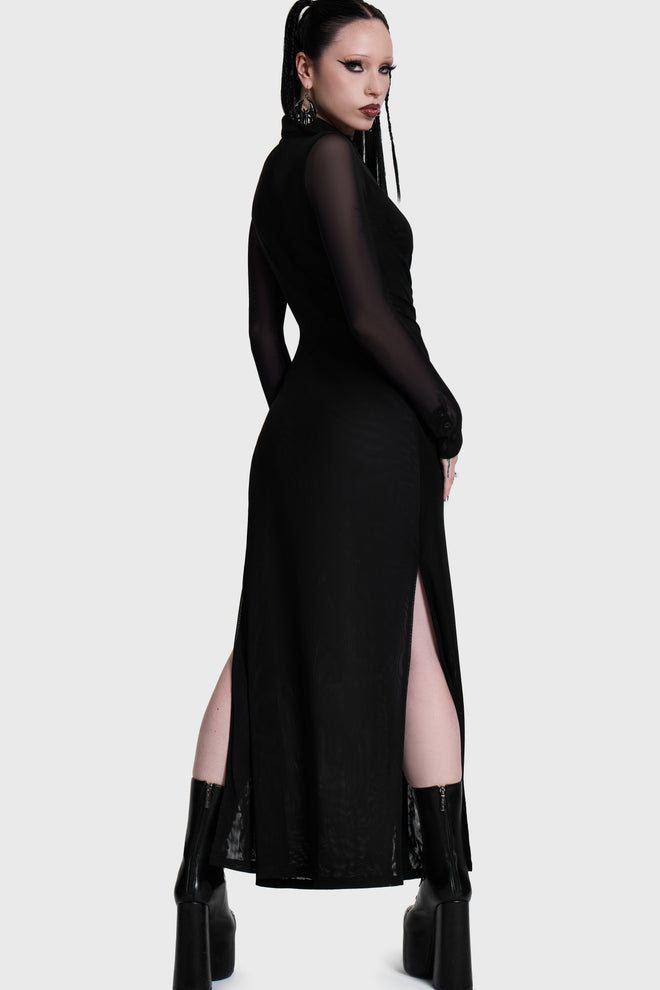 Noir Ruin Mesh Maxi Dress