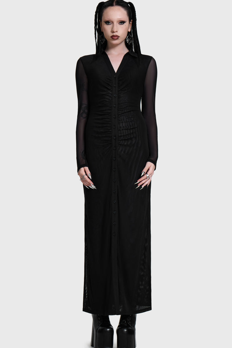 Noir Ruin Mesh Maxi Dress