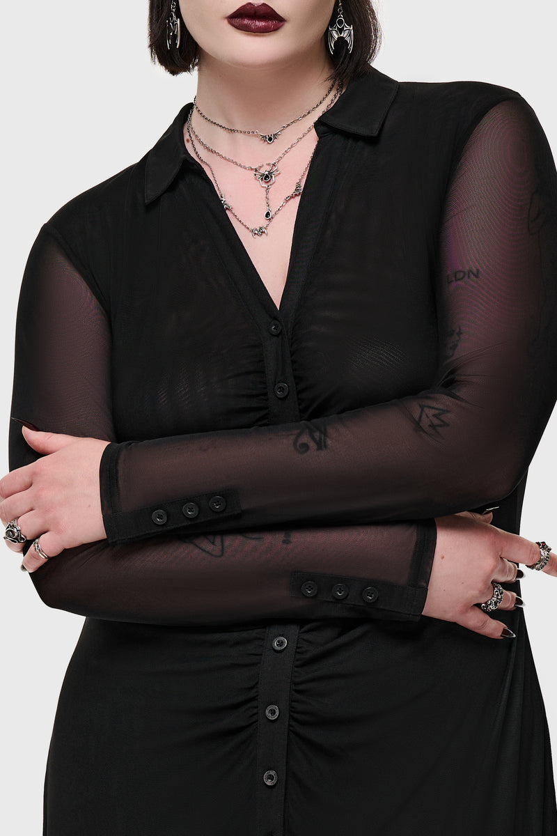 Noir Ruin Mesh Maxi Dress