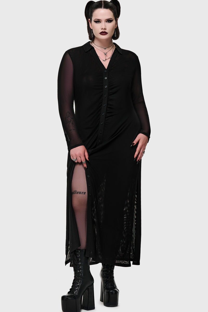 Noir Ruin Mesh Maxi Dress
