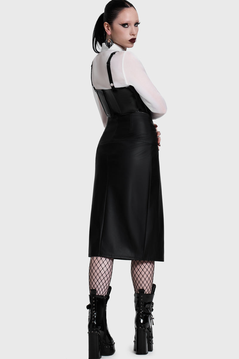 Noir Ruin Split Midi Skirt