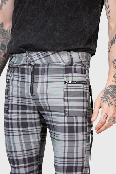 Office Riot Strappy Trousers [GREY TARTAN]