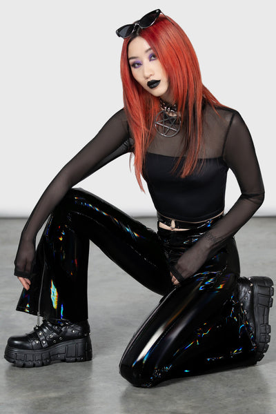 The Grave Girls Flared Leggings With Lace - Black – Dolls Kill