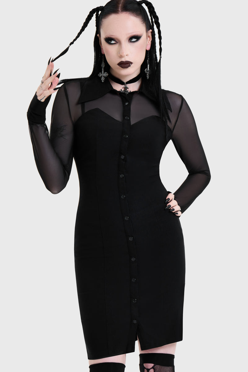 Shadow Bodycon Button Up Midi Dress