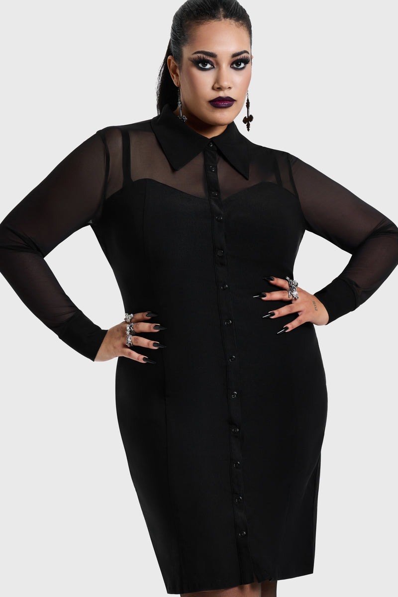 Shadow Bodycon Button Up Midi Dress