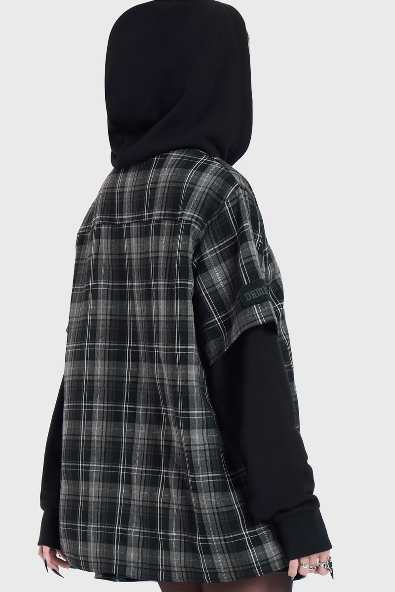 Spliced Not Nice Plaid Hoodie