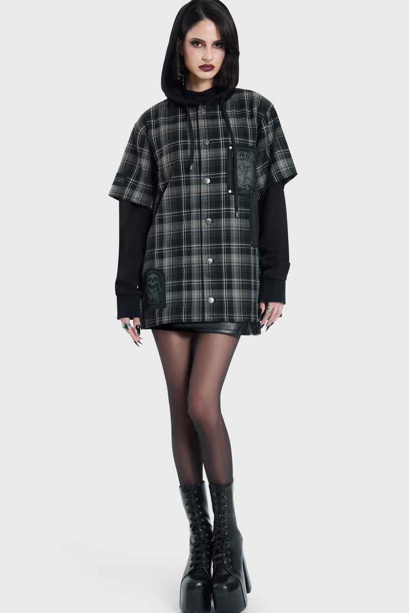 Spliced Not Nice Plaid Hoodie