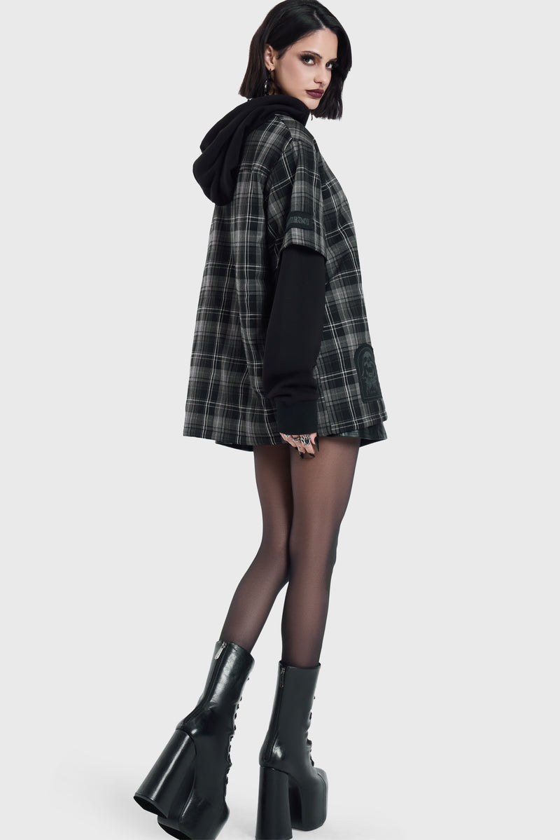 Spliced Not Nice Plaid Hoodie