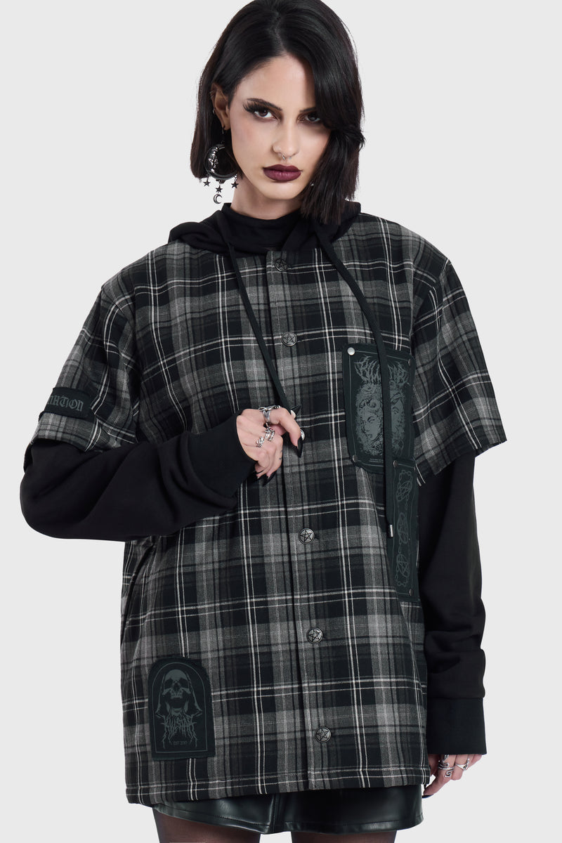 Spliced Not Nice Plaid Hoodie