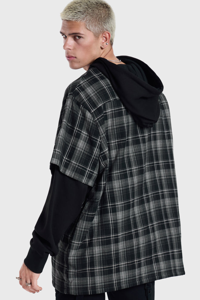 Spliced Not Nice Plaid Hoodie