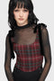 Tartan Flora Corset Top [BURGUNDY]