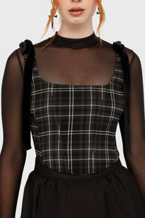 Tartan Flora Corset Top [GREY]