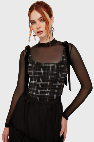 Tartan Flora Corset Top [GREY]