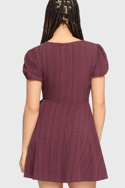 The Hollow Embroidered Mini Dress [Purple]