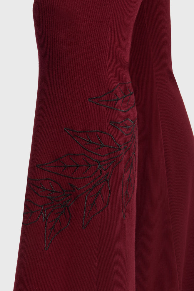 Twilight Viper Embroidered Flares [Burgundy]