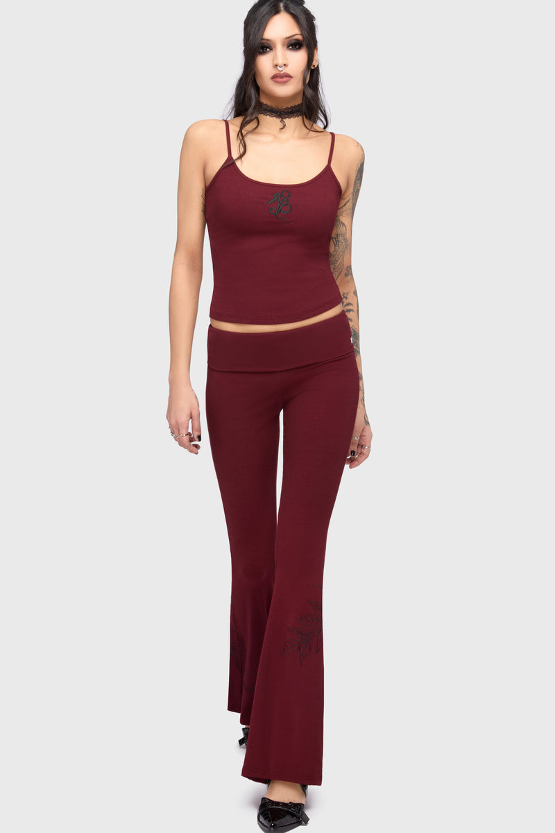 Twilight Viper Embroidered Flares [Burgundy]