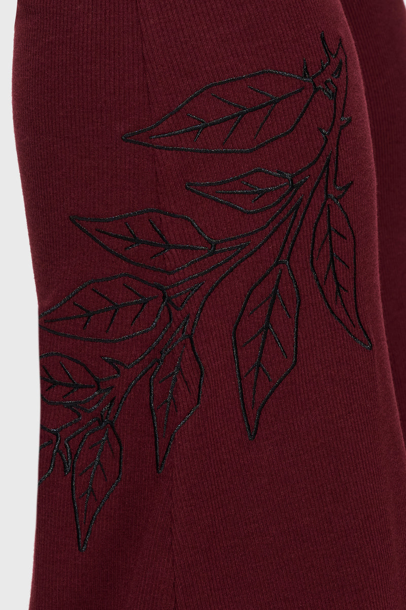Twilight Viper Embroidered Flares [Burgundy]