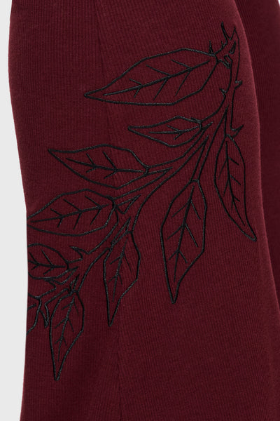 Twilight Viper Embroidered Flares [Burgundy]