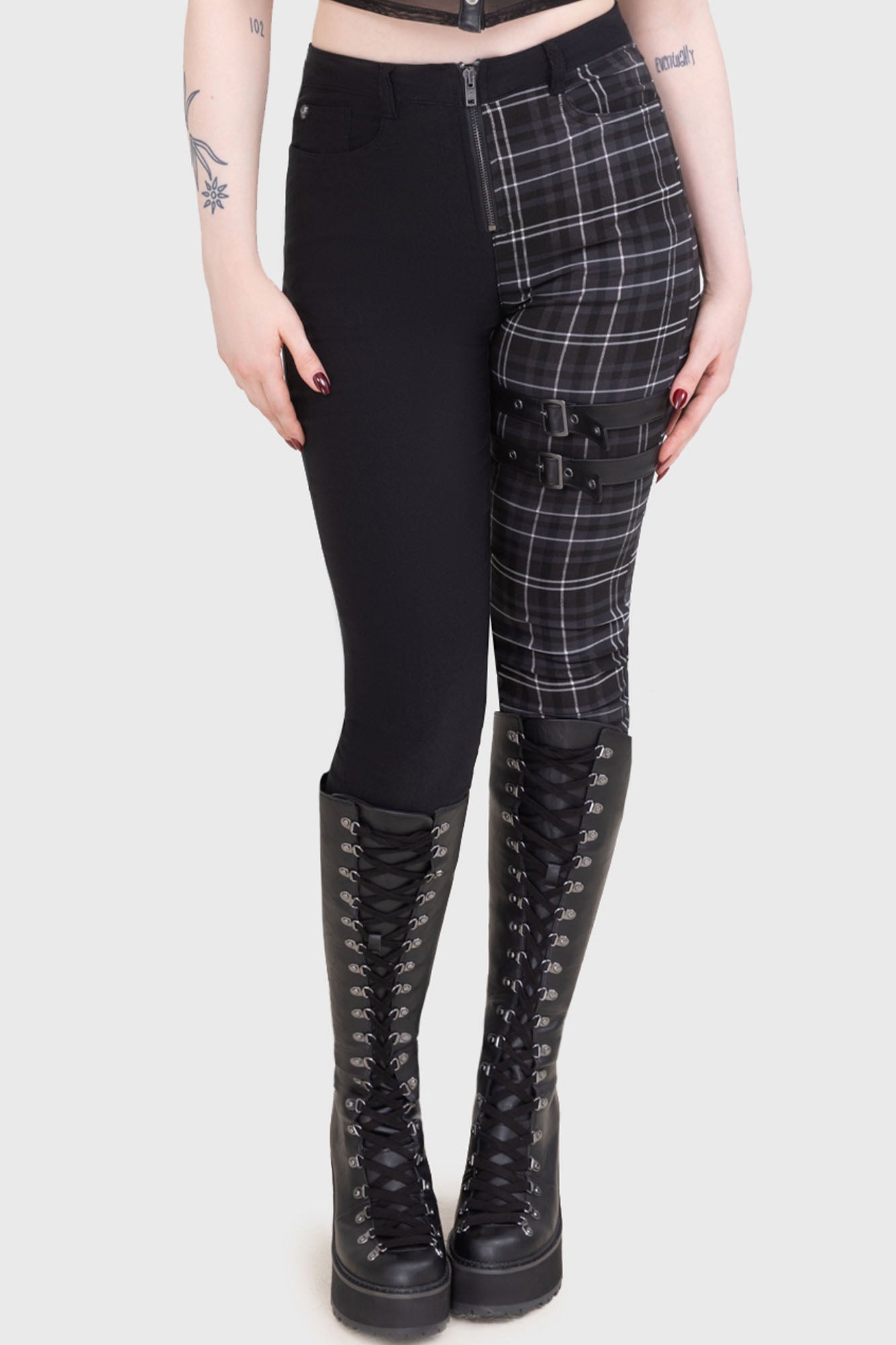 Tartan Riot Trousers [GREY] Killstar