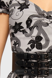 Venomous Rose Puffed Sleeve Mini Dress