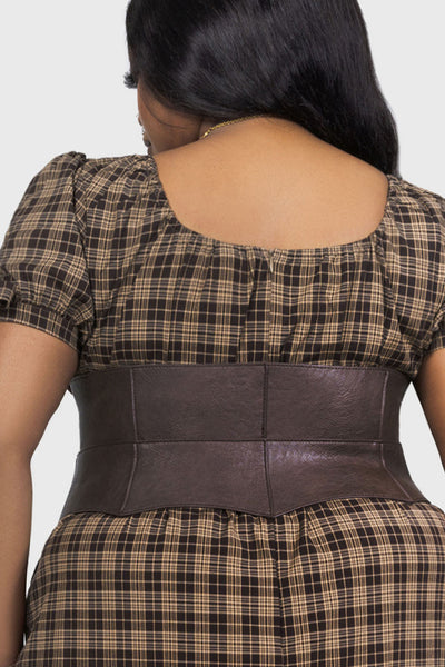 Wetland Bat Peplum Corset [BROWN]