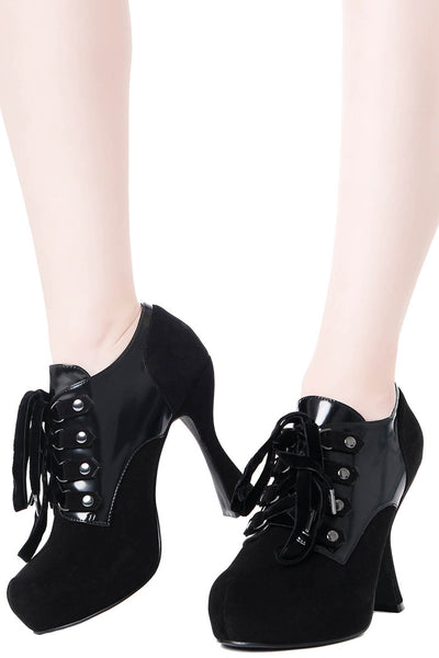 ISNOM Black Platform Heels for Women Heeled Sandals with Lace Up Strappy...  | eBay