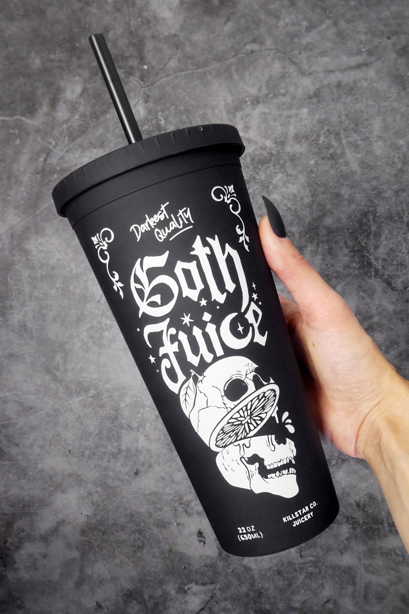 Goth Black 40 Oz Tumbler with Handle and Straw, Large Big