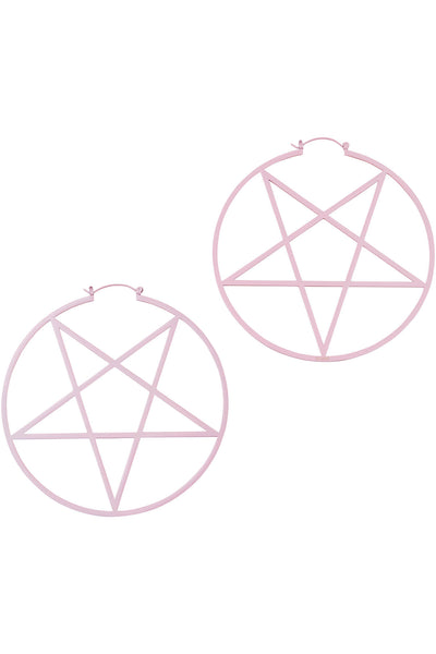 Pentagram Hoop Earrings [PASTEL PINK]