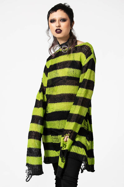 Distressed Knit Jumper Black And White Striped Distressed Sweater