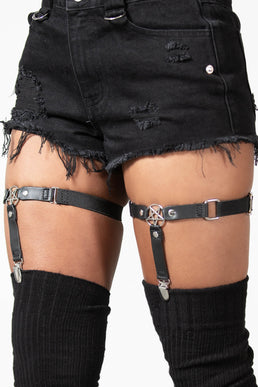 Strapped in Thigh Garters - Crimson